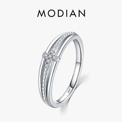 MODIAN 925 Sterling Silver Simple Faith Cross Ring For Women Size 5 6 7 8 9 Wedding Engagement Rings For Women Fine Jewelry