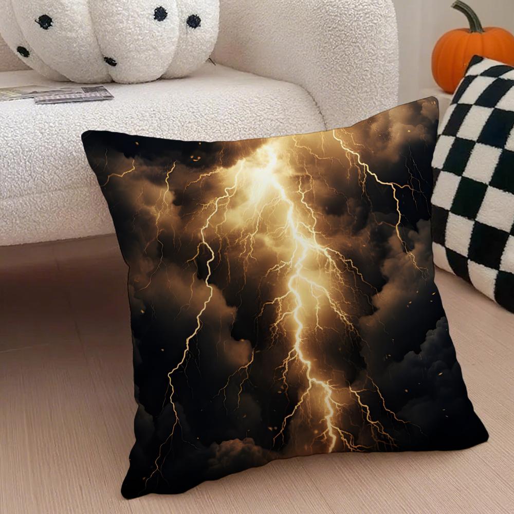 Lightning Cushion Cover Linen Pillow Case Soft Breathable Protective Couch Room Decoration