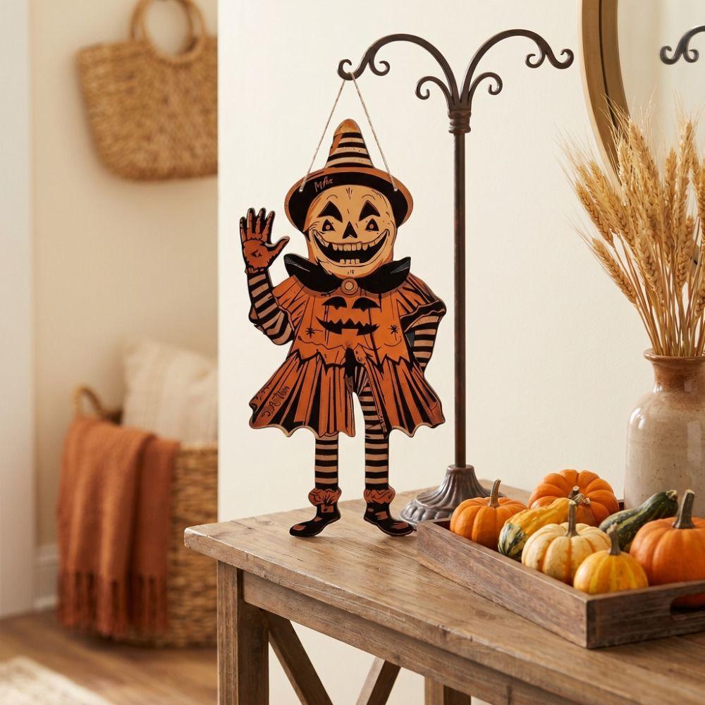 Funny Door Hanging Ornaments 2D Printed Witch's Doorplate Retro Decorative Plate Christmas
