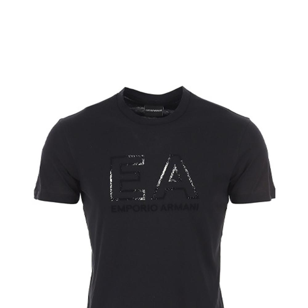 Emporio Armani Sequined Letter Design Round Neck Pullover Short Sleeve T-Shirt Men Tops 3L1TFM-1JPZZ-0052
