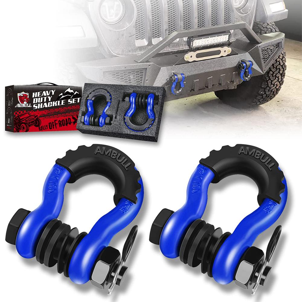 Shackles 3/4 Inch D Ring Shackle 2pcs 45,000lb Break Strength Tow Hook for Tow Strap Winch Off-Road Jeep Truck Vehicle Recovery