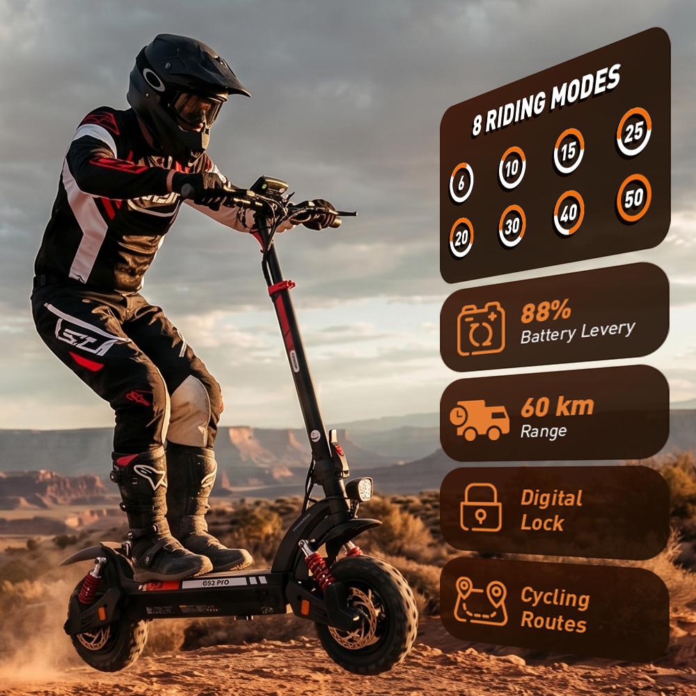 iScooter GX3 Pro Electric Scooter1200W 15.6Ah 11'' Off-Road Tires 25KM/H Max Speed 45KM+ Range Adult Electric Scooters