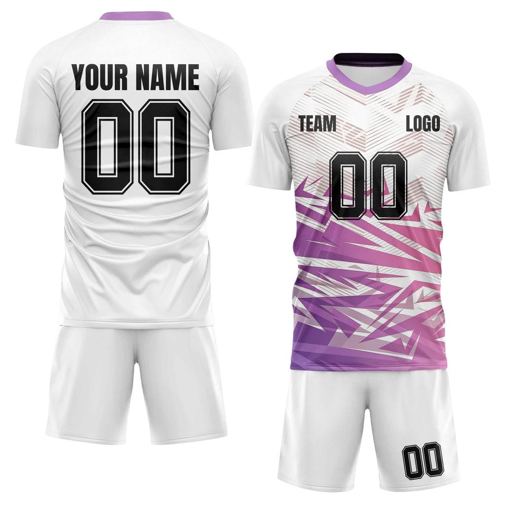 Men’s DIY Short Sleeve Jersey Two Piece Set Athletic Uniform with Geometric Print for Sports Training and Team Activities