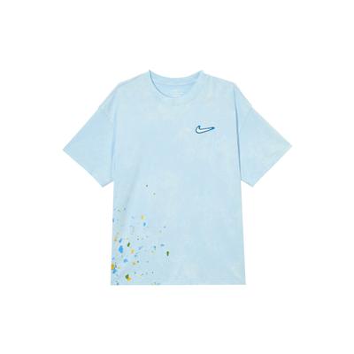 Camiseta Holgada de Cuello Redondo con Logo para Hombre Tops Azul Cielo HV1672-441