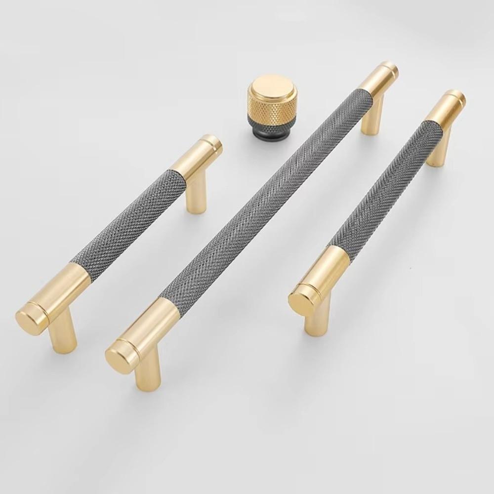 Modern Gold Color Furniture Handle Long Pull Knurled Door Pull DIY Friendly Aluminum Alloy Drawer Handles Wardrobe Doors