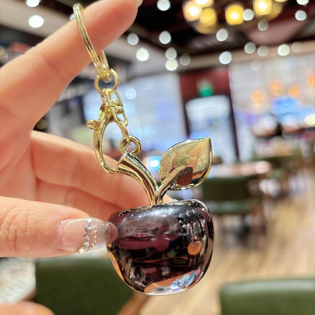 DIY Jewelry Plating Keychain with High-End Apple Pendant - Stylish Bag or Car Accessory