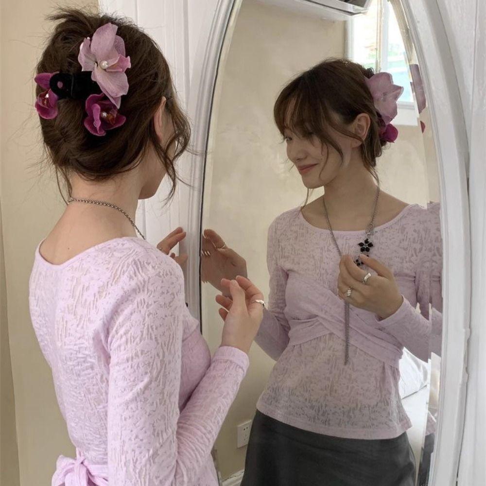 

Cloth Flower Shark Clip Orchid Small Hair Clip Simple Flower Hair Claw Wedding Decoration hair claw