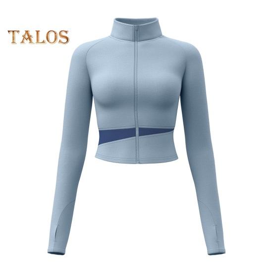 Dámská cvičební bunda na zip, zkrácená jógová bunda s dlouhým rukávem, slim fit, sportovní top na běhání, sportovní oblečení na fitness