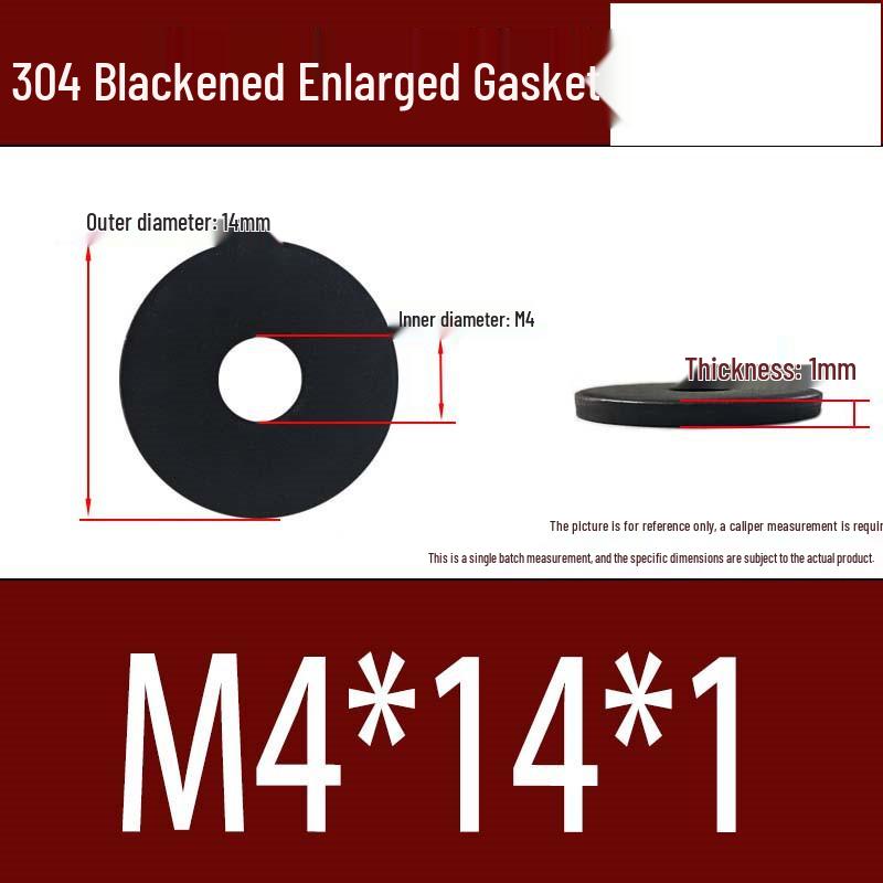 Large Black 304 Stainless Steel Ultra-Thin Oversized Flat Washer, Zinc-Plated