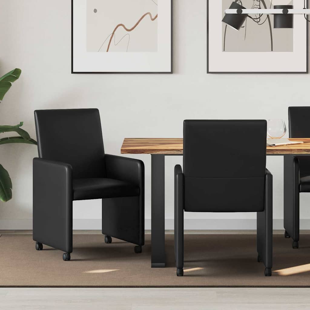 Dining Room Chairs with Casters 2 pcs Black 57 x 66 x 94 cm
