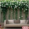 2D Rustic Wooden Fence Trailing Floral Vine Nature Photography Background