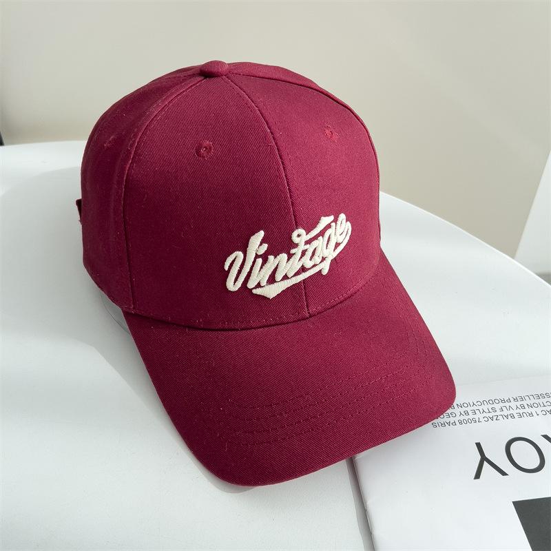 Baseball Hat for Women's Trendy and Versatile Wide Brim Showing Face Small Sun Protection Baseball Cap Korean Version Letter Embroidery