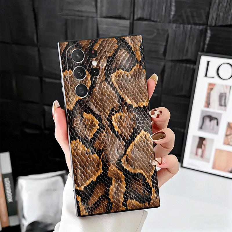Fashion Snake Skin Pattern Soft Phone Case for Samsung Galaxy S26 S25 Edge S24 Ultra S23 Plus S22 S21 FE S20 Black Cover Back Sh
