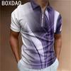 Herren Sommer Golf Poloshirt, 3D gestreiftes, herabgesetztes, bedrucktes Freizeitshirt, übergroßes Oberteil, Herren Sommer T-Shirt mit Kragen und kurzen Ärmeln