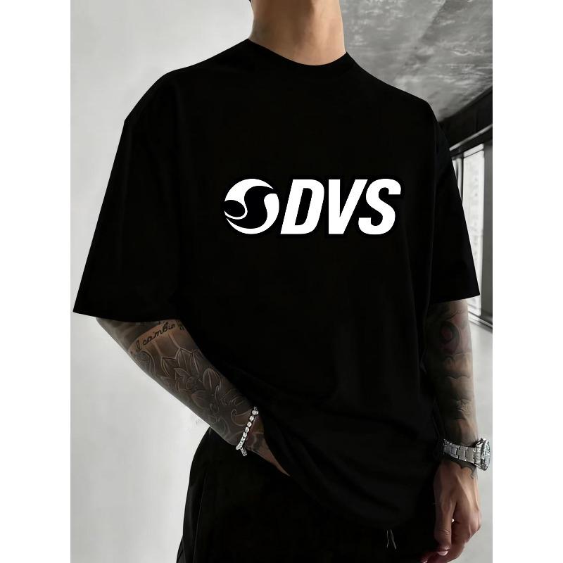 

European sizes Breathable Quick-drying Men s Outdoor Casual DVS Printed Round-neck Stretch T-shirt, Loose High-end Sweat-wicking Easy S чёрный