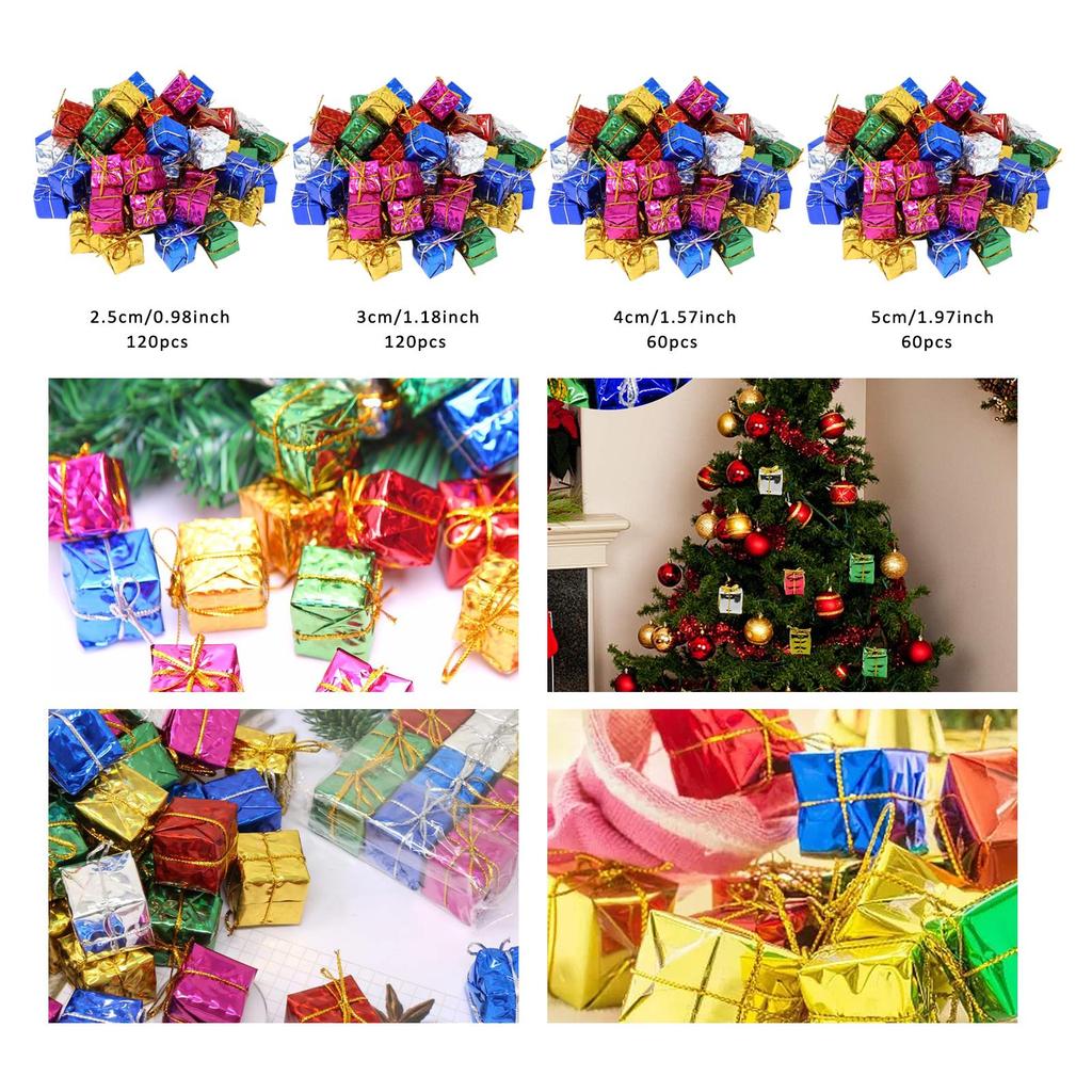 120 Pieces Gift Box Christmas Ornaments Decorative Christmas Hanging Decorations for Holiday Birthday Porch Home Restaurant