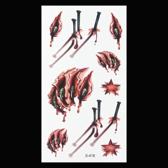 9Pcs Halloween Scar Tattoo Stickers Realistic Fake Wound Stitch Scab Waterproof Temporary Zombie Makeup Props for Kids Adults Boys Girls