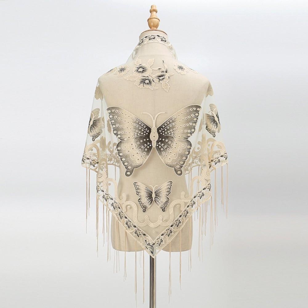 Floral Triangle Shawl Hollow Tassel Wrap New Lace Scarf Everyday Outfits