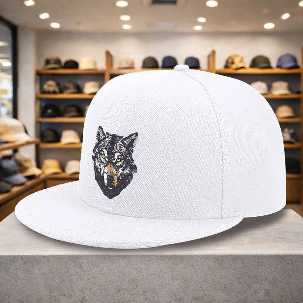Wolf Head Graphic Baseball Cap Polyester Unisex Hip Hop Fashion Casual Outdoor All Season Flat Brim Hat