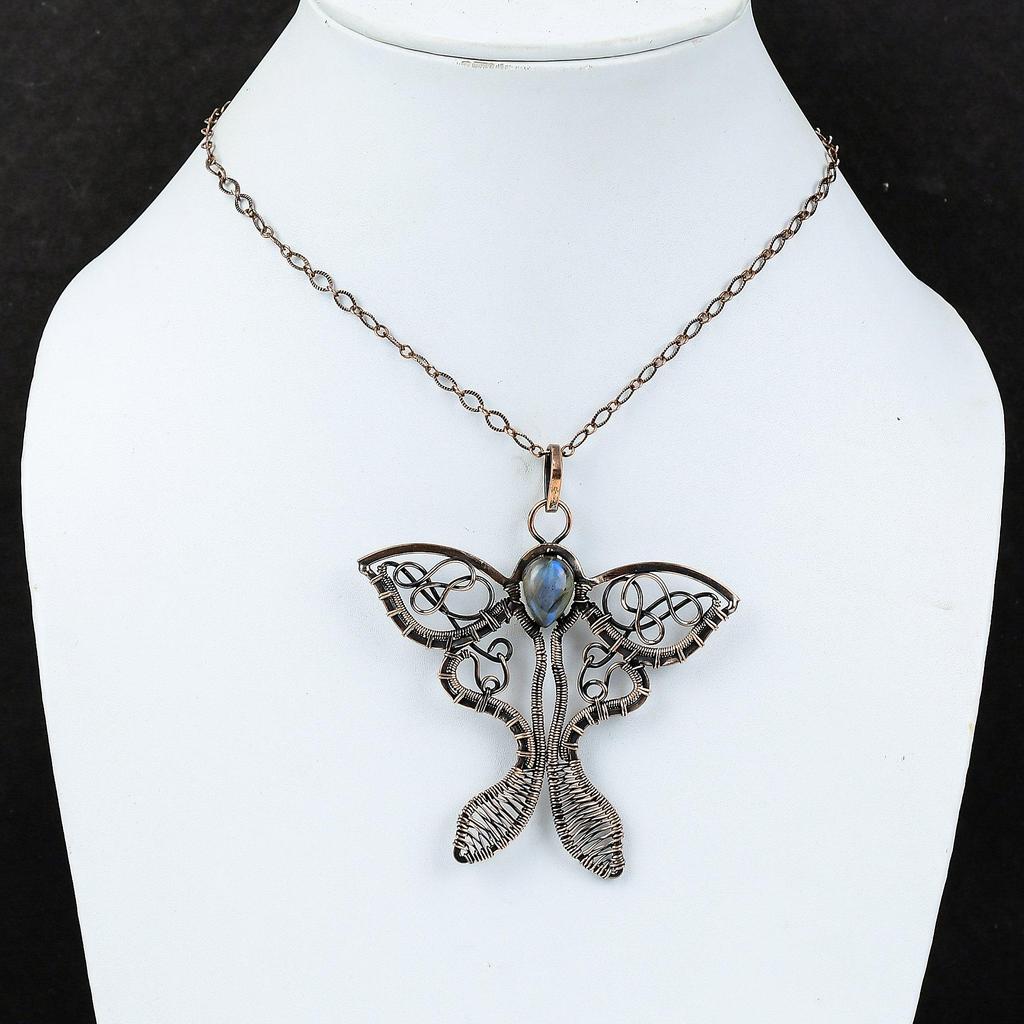 Labradorite Pendant Copper Wire Wrapped Pendant Handmade Pendant Copper Jewelry Butterfly Gemstone Pendant Wire Wrapped Jewelry Gift For Her