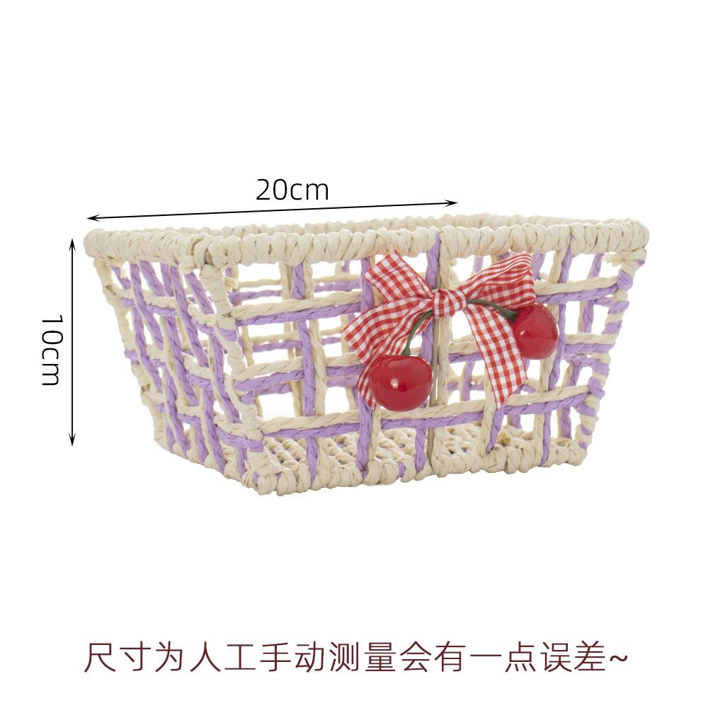 Handwoven Paper Rope Storage Basket, Multi-Purpose Snack & Cosmetic Organizer, Decorative Wire Frame Bin for Home Office
