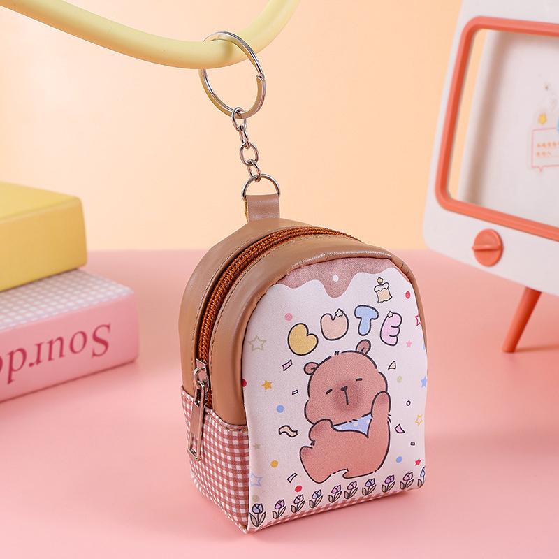 Creative Zipper Capybara Coin Purse Keychain Portable Kawaii Storage Bag  Cute Lipstick Bag Simple Earphone Bag Gifts