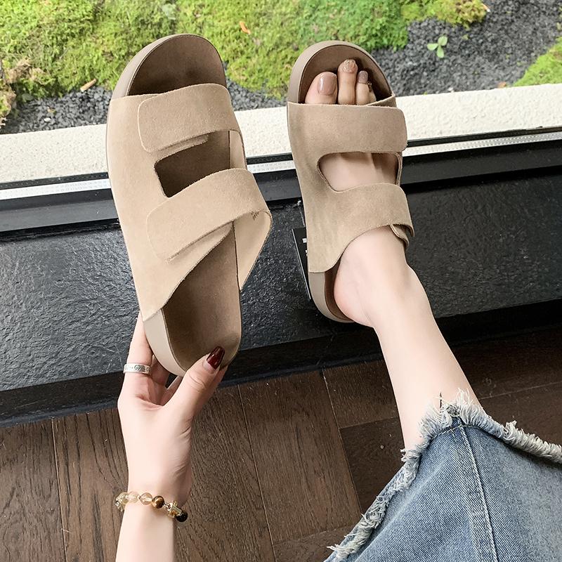 Women Clogs Sandals New Cork Clogs Slippers Women Outdoor Beach Summer Flat Sandals With Double Buckle Non-slip Slippers