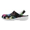 White EVA Clogs with Neon Heart Print, Lightweight Slip On Garden Shoes, Breathable Beach Sandals, Indoor Outdoor Slippers for Men Women