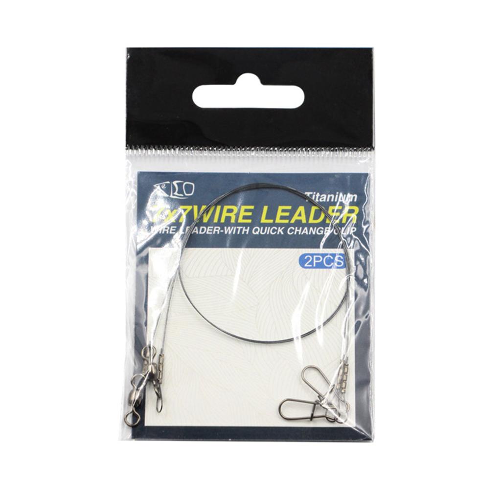 2Pcs Fishing Wire Leader Fishing Line Heavy Duty Leaders Wire Leader Line with Swivels & Snap Wire 30cm/35cm