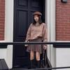 Plus Size Women’s Autumn/Winter Sweatshirt with Inlaid Diamond Letter Chain Design