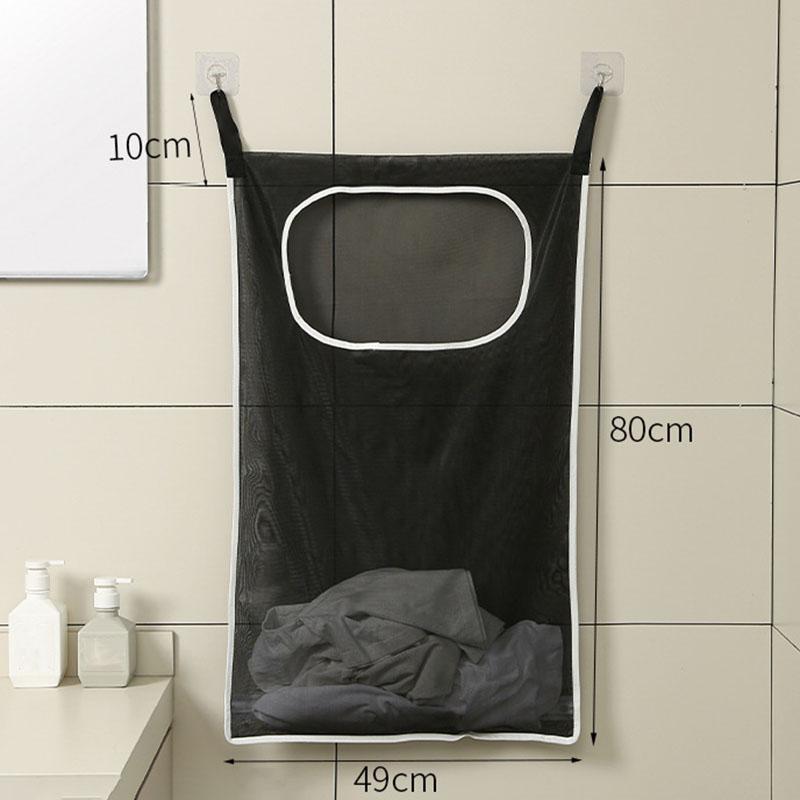 Over-the-Door Hanging Laundry Basket Wall-mounted Dirty Clothes Storage Organizer for Bathroom Toy Storage