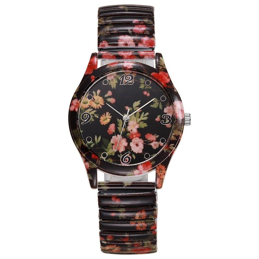Lightweight Flower Printed Watch Flower Printed Bracelet Watch New Arabic Dial Watch  Women Girls