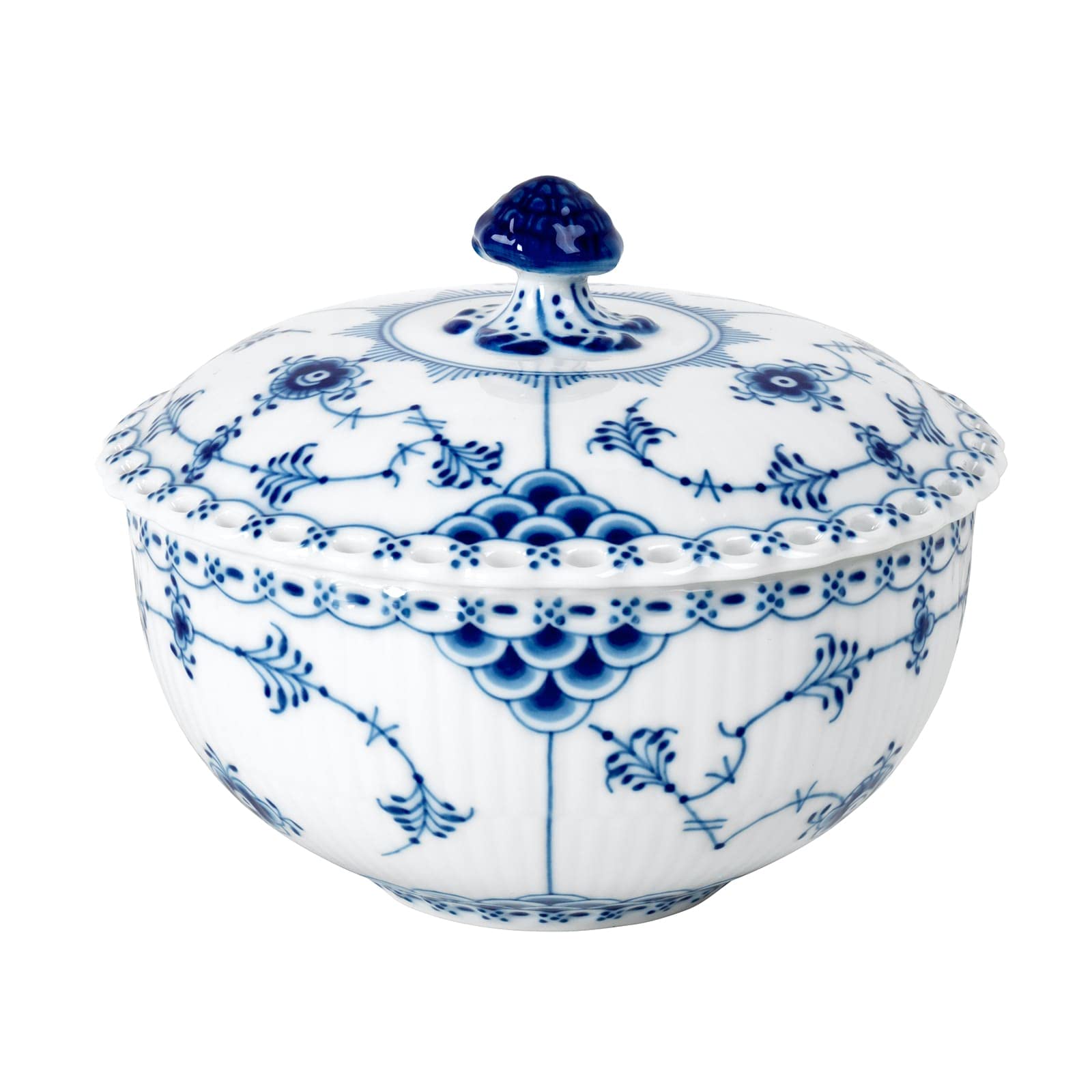 

[Officially Imported] Royal Copenhagen Blue Fluted Full Lace Bowl with Lid, 350ml, 1065131