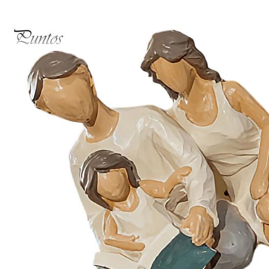 Warm Family Reading Decor Figurine Resin Statue, Abstract Faceless Parent Child Sculpture, Hand-Painted Minimalist Thoughtful Christmas Gift