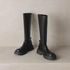 Krazing Pot Microfiber Autumn Winter Shoes Thick Bottom Platform Size 43 Long Boots Zipper Punk Style Thigh High Boots