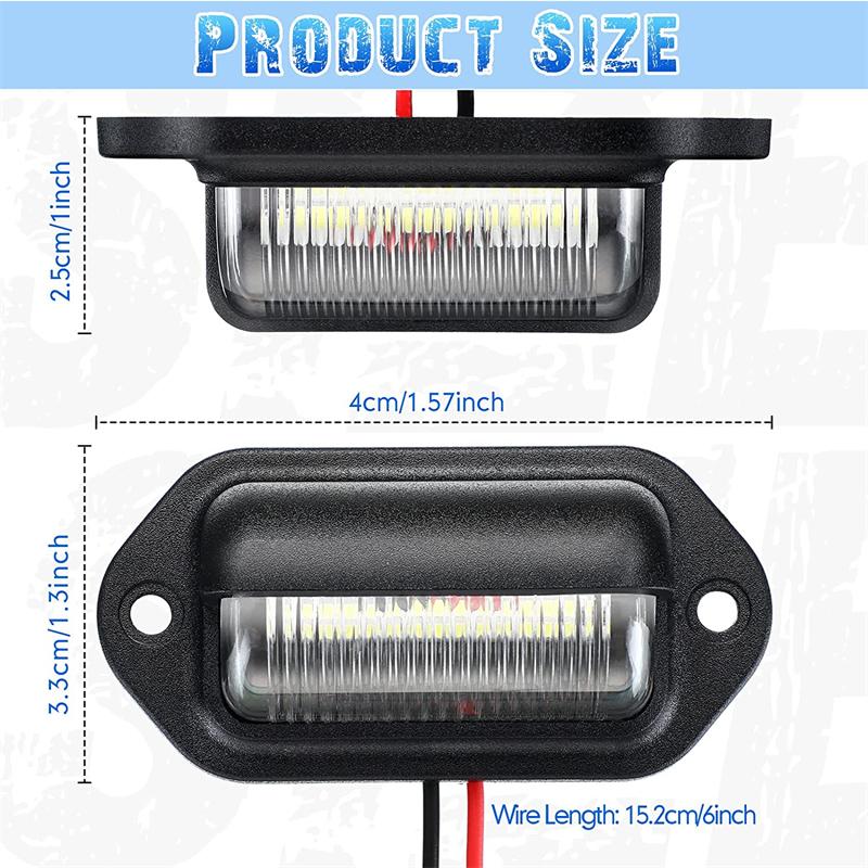 16Pcs 6 LED Car License Number Plate Light 12V for Truck SUV Van RV Trailer Waterproof Tail Light License Plate Lights Lamp