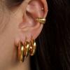 5mm Thick Round Stainless Steel Hoop Earrings for Women Classic Temperament Circle Ear Buckle Female Party Daily Jewelry