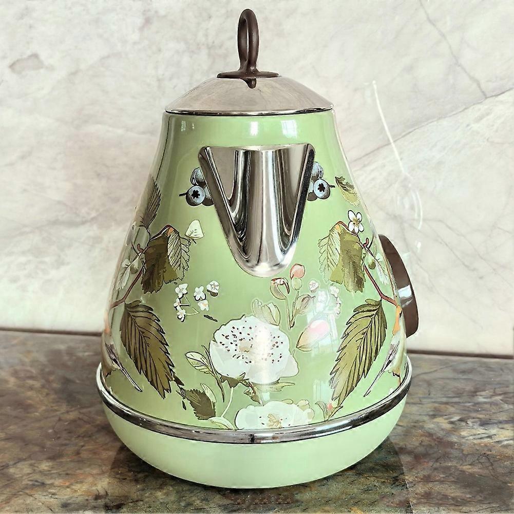 1.7L Retro Electric Kettle 1850W Handmade Decals Auto Power Off Stainless Steel Teapot for Quick Boiling EU Plug