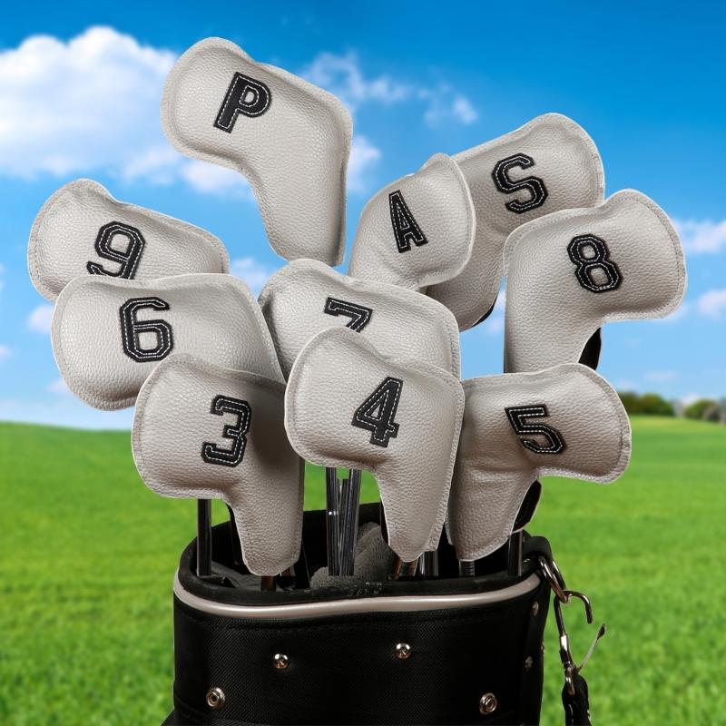 10Pcs Golfs Iron Head Cover Thick PU Leather Golfs Head Cover Replacement Headcover Protective Cover Easy to Use