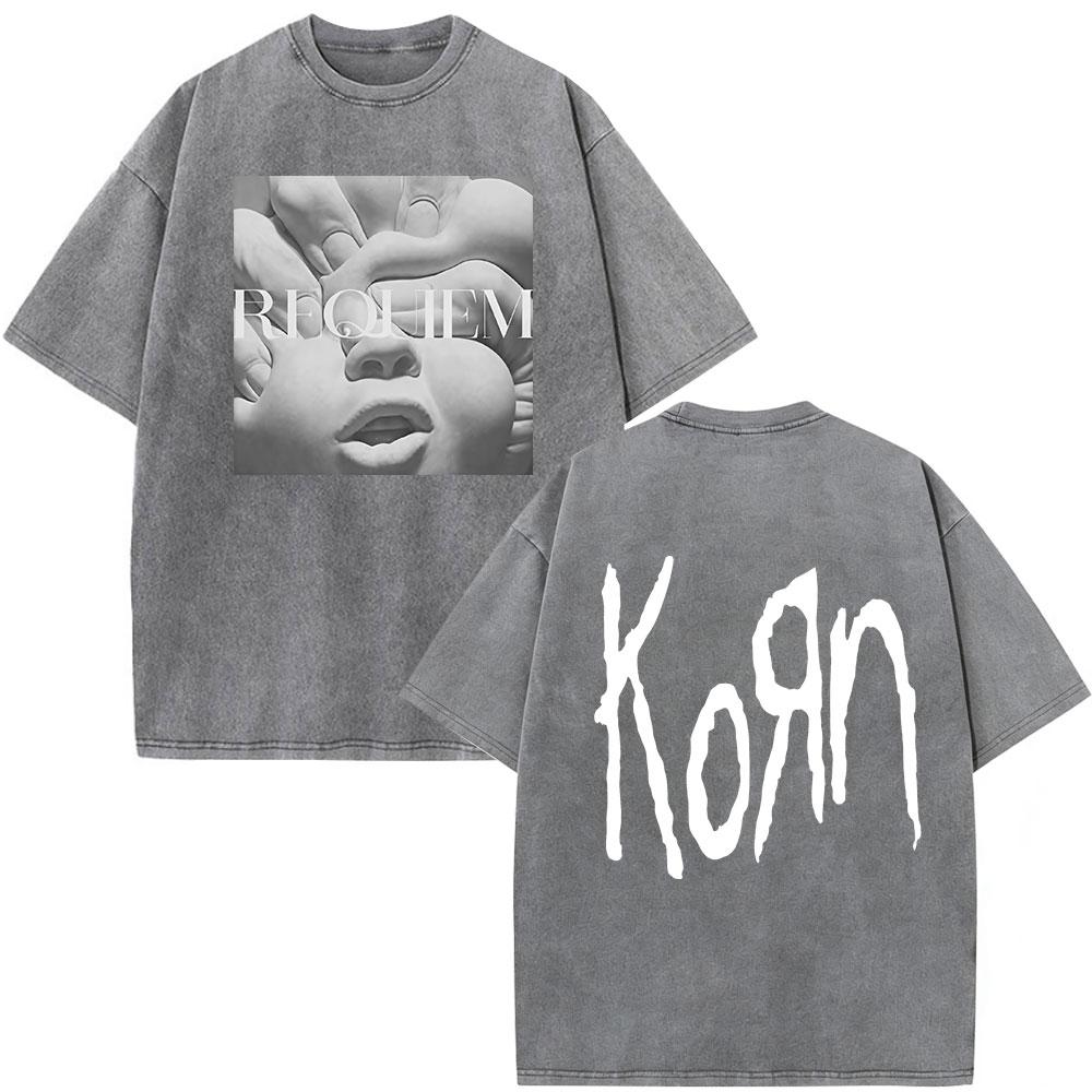 

Korn Another Kind of Pain Vintage Washed T Shirt Metal Gothic Rock Band T Shirts Mens Casual Oversized Short Sleeve Tshirt S