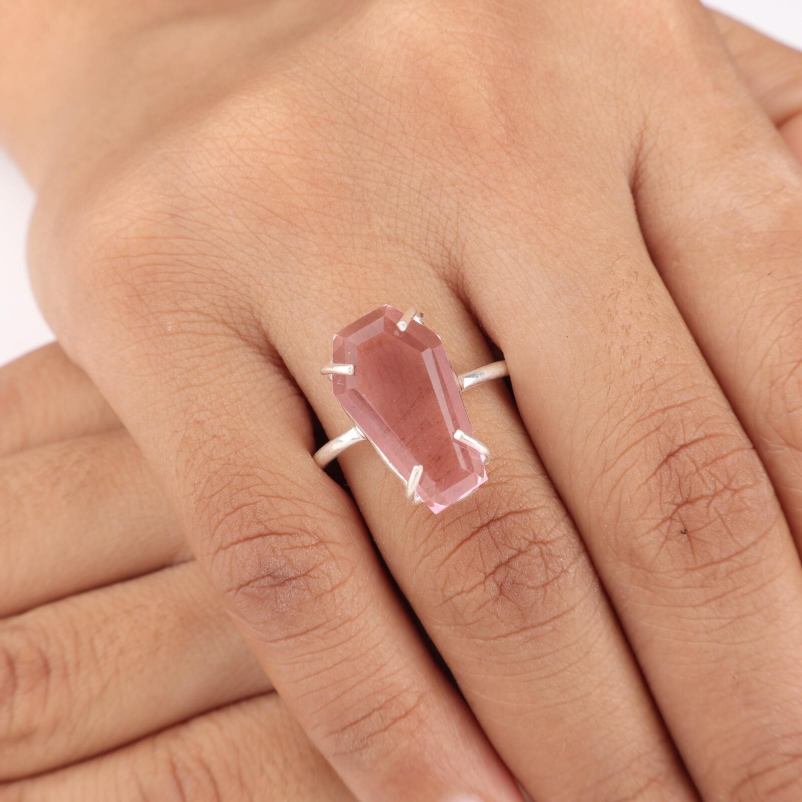 

Морганит Драгоценный Камень Серебро 925 пробы Ювелирные Изделия Ручной Работы Кольцо в Форме Гроба Для Подарка RR-39-2 13