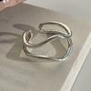 PANJBJ  925 Sterling Silver Double Layer Ring for Women Girl Gift Geometry Hollowing Out Minimalism Fashion Jewelry Wholesale