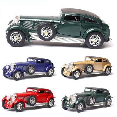 Blue Pull Back Car Toy High Simulation Vintage Alloy Pull Back Car Model with Sound and Light Party Supplies Home Decoration Gift for Toddlers Boys Kids