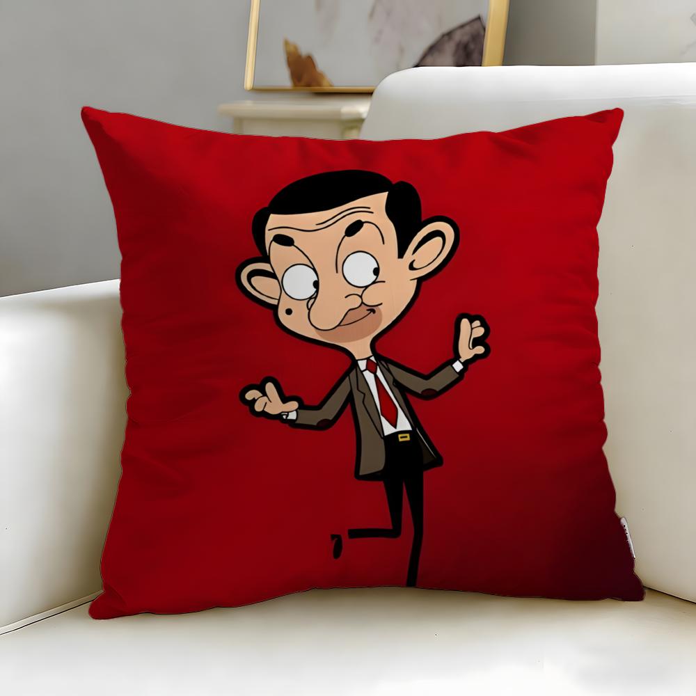 Classic Comedy Character Mr. Bean Cushion Cover Soft & Easy-Wash Pillow Case – Versatile for Couch, Bed, Travel and Office