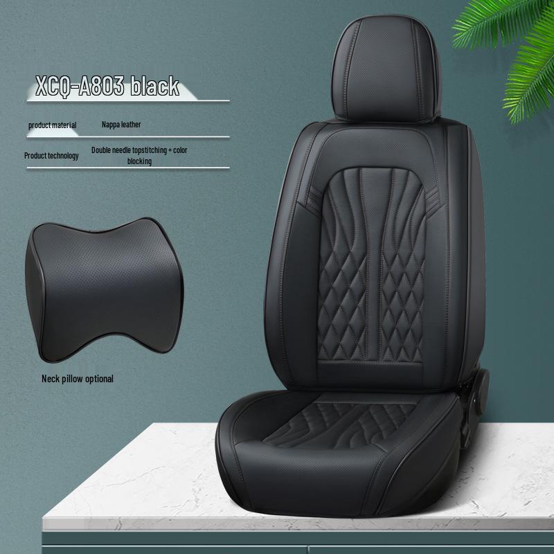 All-Season Nappa Leather Car Seat Cushion - Breathable, Perforated Universal Cover