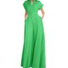Women's Fashion Elegant Solid Color Loose V-Neck Short Sleeve Wide Leg Jumpsuit