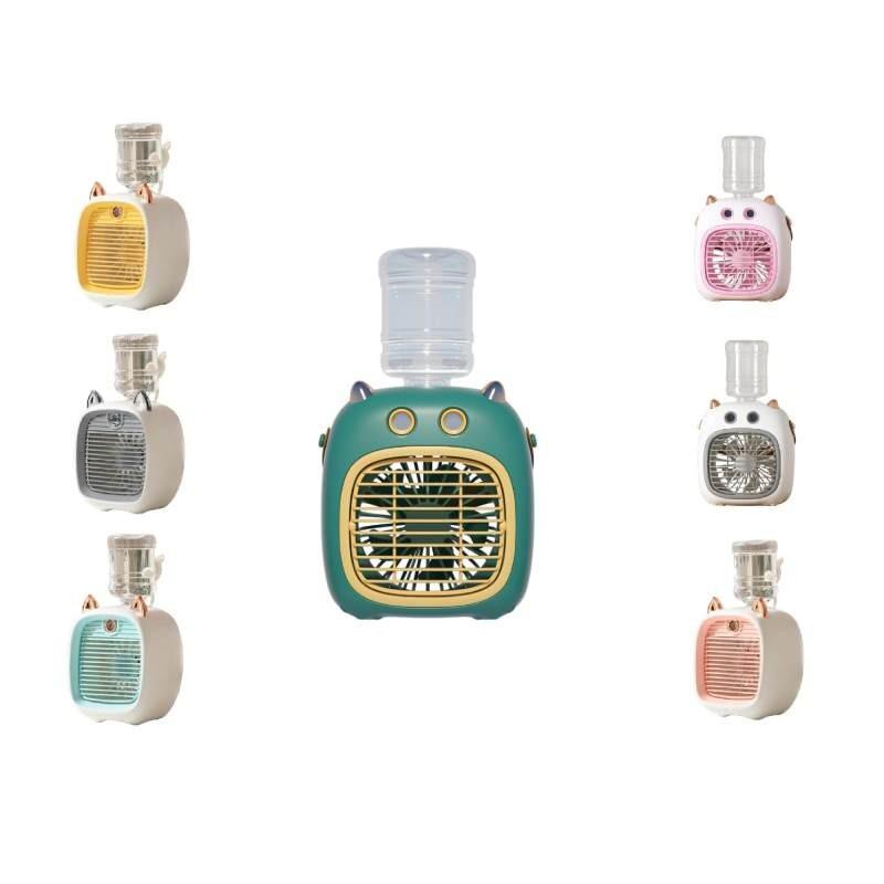 Tragbarer Mini Monster Dual-Sprüh-Befeuchtungsventilator Leiser wiederaufladbarer Schreibtischventilator