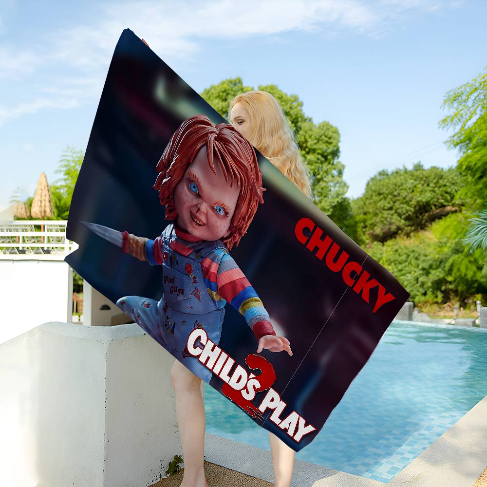 Horror Movie C-Child P-Play Beach Colorful Bath Towels for Girl Microfiber Quick Dry Sand Free Beach Yoga Spa Gym Pool