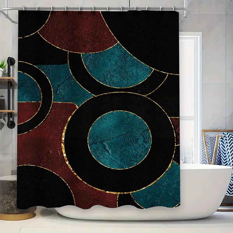 Luxury 3D Waterproof Bath Shower Curtain Fabric Decorative for Home Bathroom Decoration Waterproof Wall Covering Circle Pattern