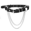 Platinum Plated Link Chain PU Leather Choker Women's High Quality Sexy Punk Goth Jewelry Club Buckle